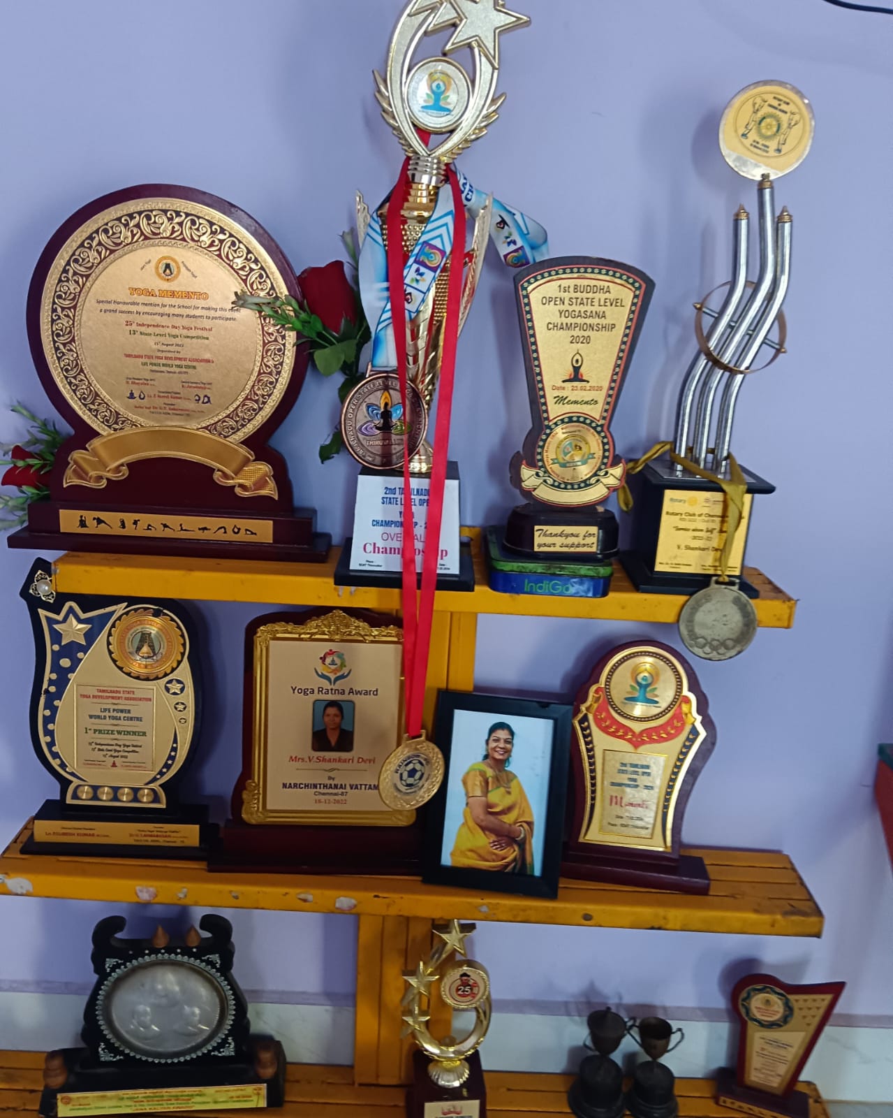 Yoga awards shelf